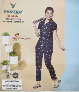 Vester Maggi girls printed Collar pant set